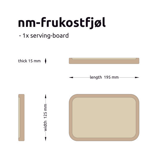 A serving board, handcrafted from solid Norwegian oak, featuring a finely milled edge.