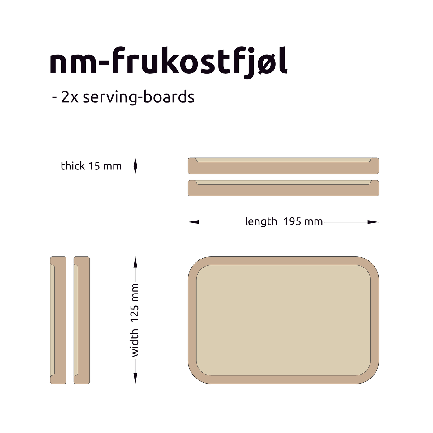 A set of 2 serving boards, handcrafted from solid Norwegian oak, featuring finely milled edges.