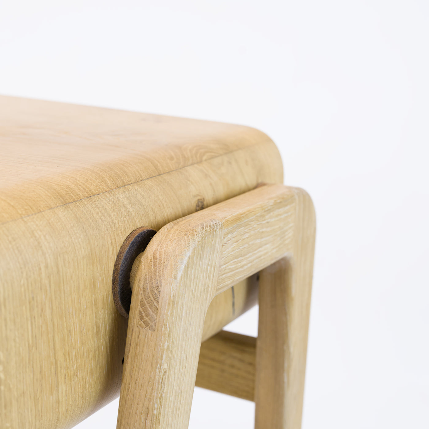 High desk and storage bench nm11H. The main corpus is crafted from solid Norwegian oak, featuring 1 drawer with white front.