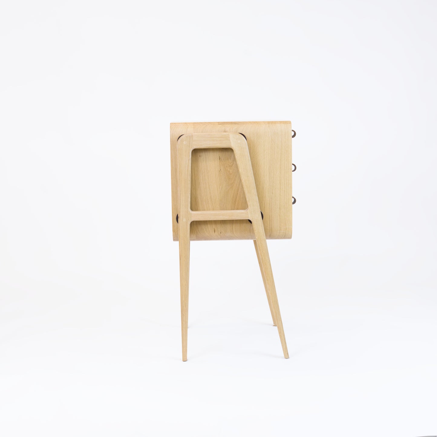 High nightstand nm31H. The main corpus is crafted from solid Norwegian oak, featuring 3 drawers with black oak front.
