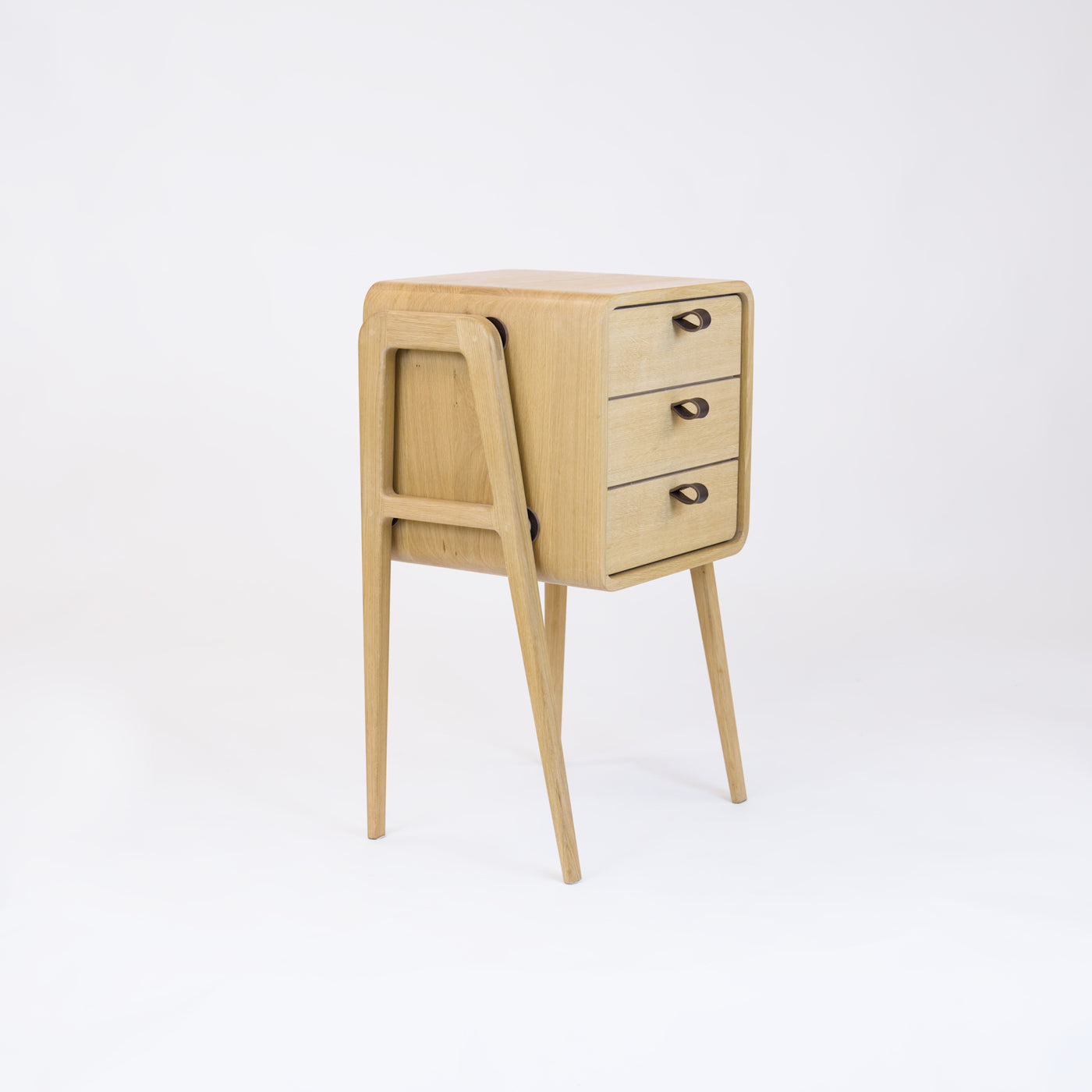 High nightstand nm31H. The main corpus is crafted from solid Norwegian oak, featuring 3 drawers with natural oak front.