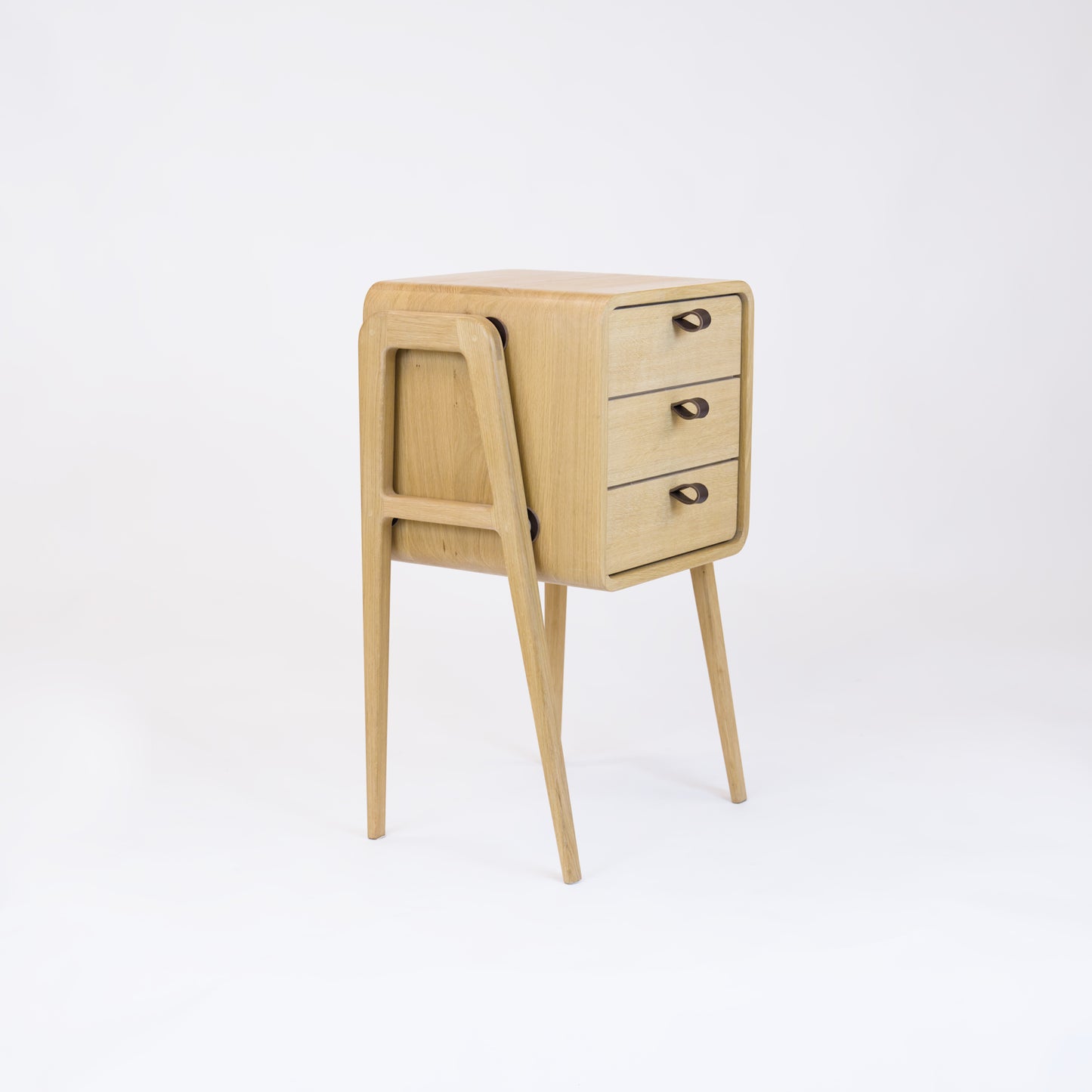 High nightstand nm31H. The main corpus is crafted from solid Norwegian oak, featuring 3 drawers with natural oak front.