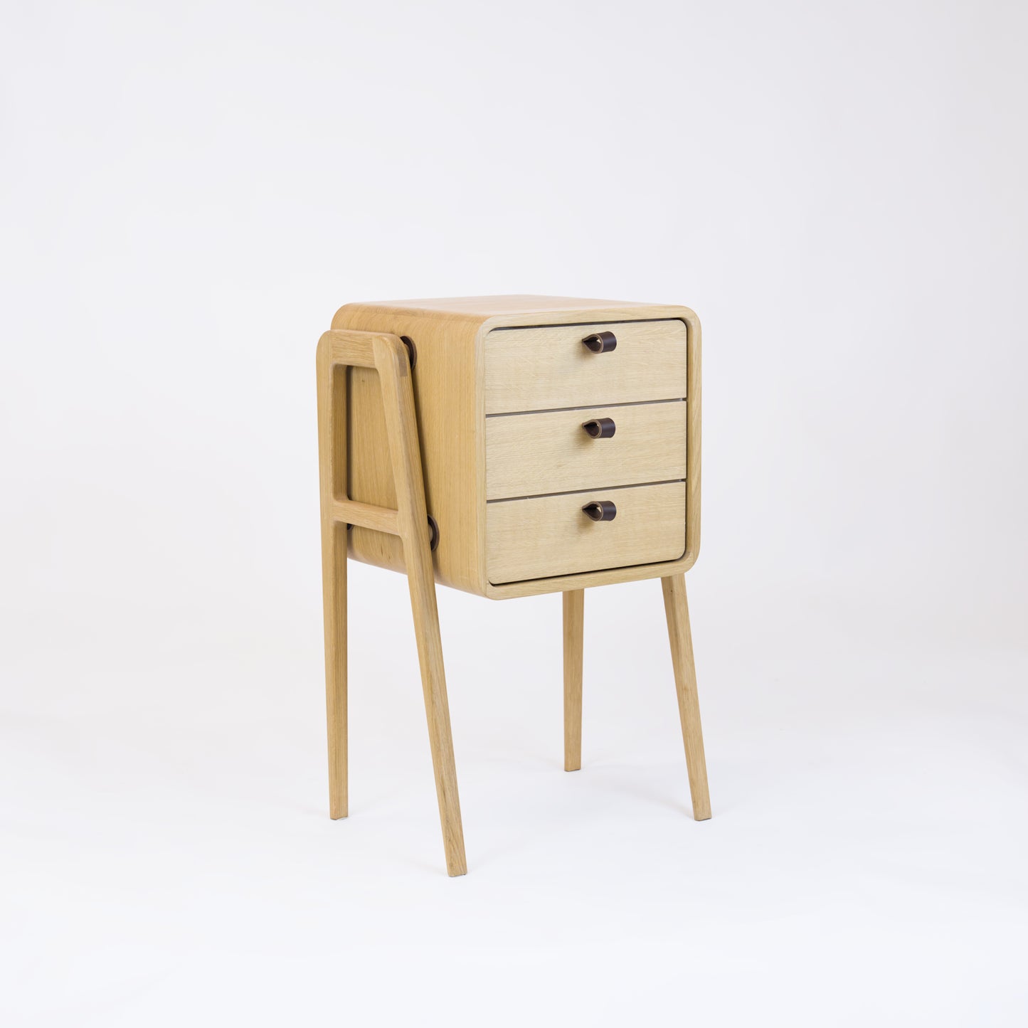 High nightstand nm31H. The main corpus is crafted from solid Norwegian oak, featuring 3 drawers with natural oak front.
