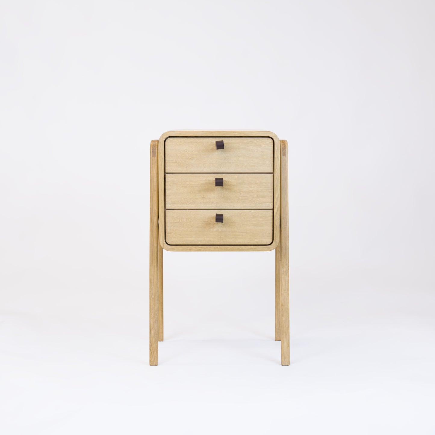 High nightstand nm31H. The main corpus is crafted from solid Norwegian oak, featuring 3 drawers with natural oak front.