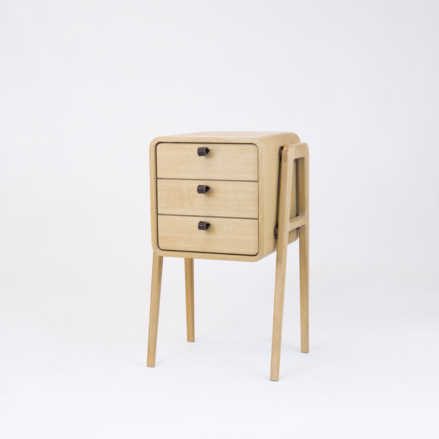 High nightstand nm31H. The main corpus is crafted from solid Norwegian oak, featuring 3 drawers with natural oak front.