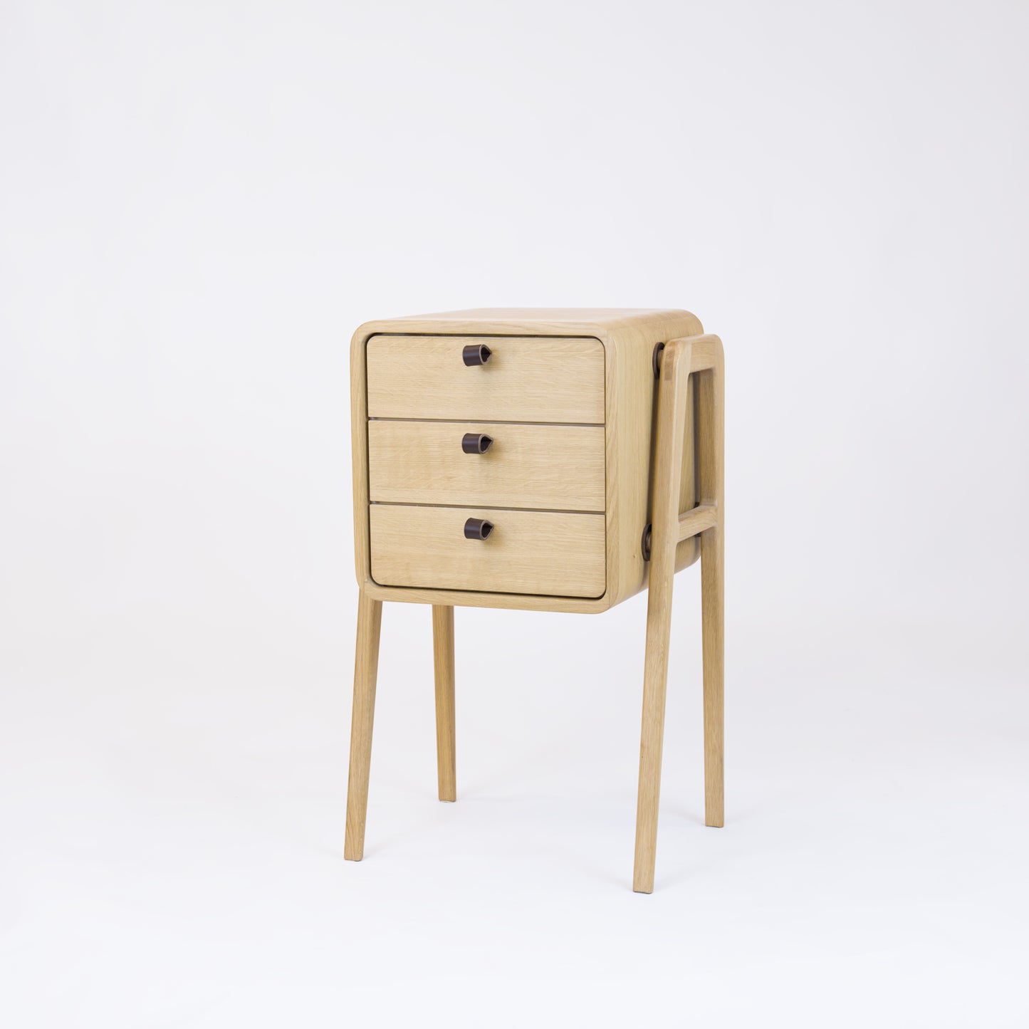 High nightstand nm31H. The main corpus is crafted from solid Norwegian oak, featuring 3 drawers with natural oak front.