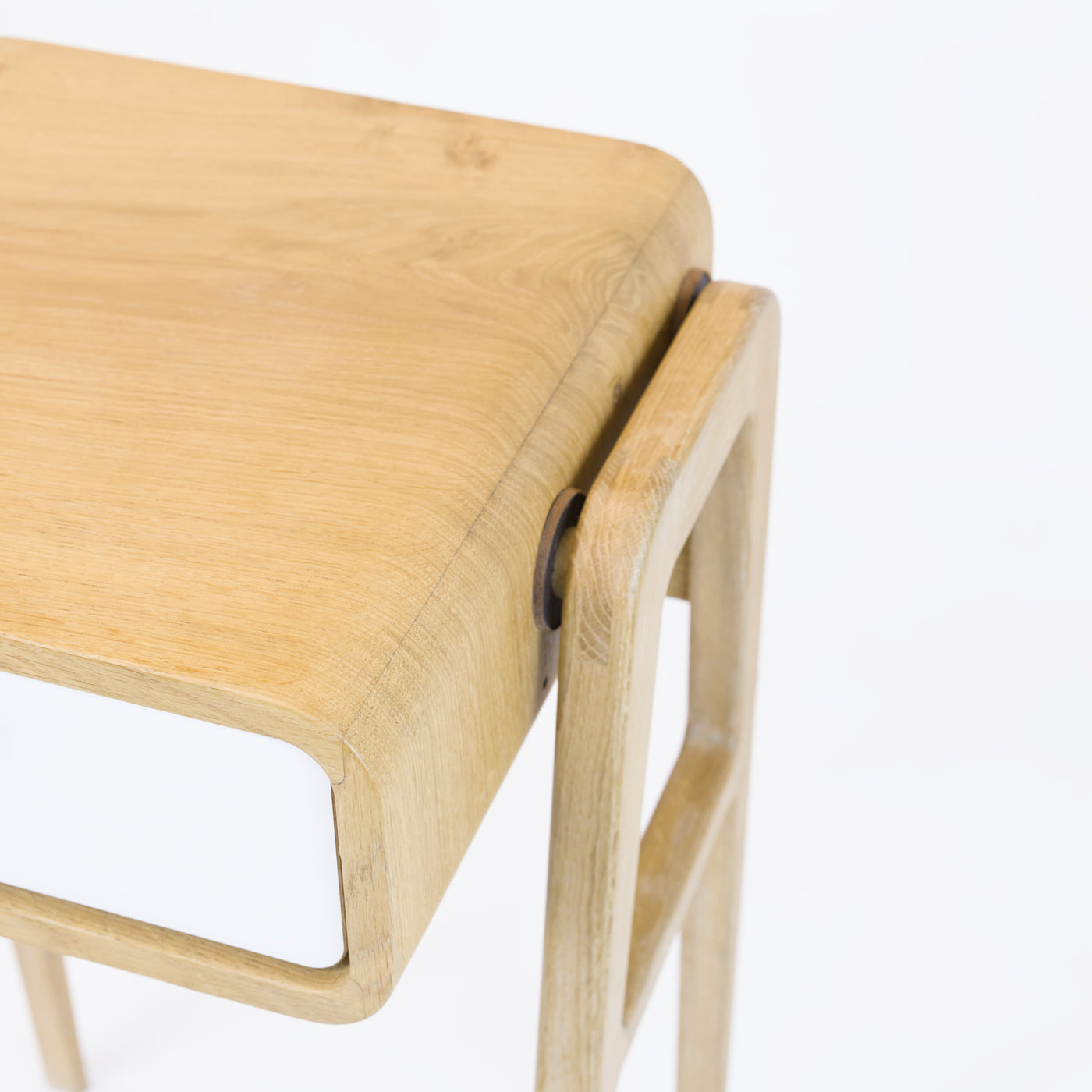 High nightstand nm11H. The main corpus is crafted from solid Norwegian oak, featuring 1 drawer with white front.