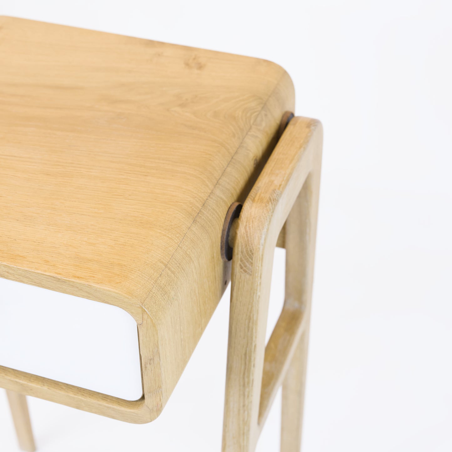 High nightstand nm11H. The main corpus is crafted from solid Norwegian oak, featuring 1 drawer with white front.