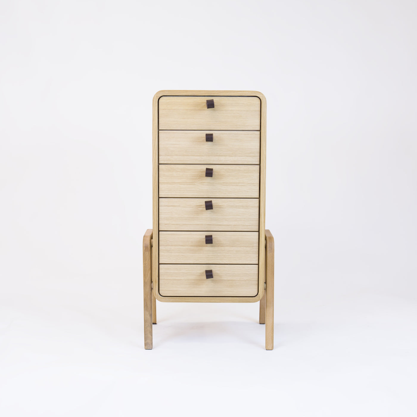 Low drawer unit nm61L. The main corpus is crafted from solid Norwegian oak, featuring 6 drawers with natural oak front.